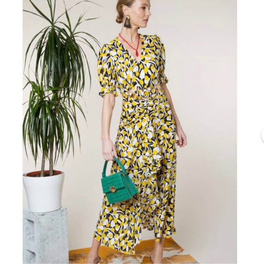 RIXO London Ariel Silk Tulip Midi Dress